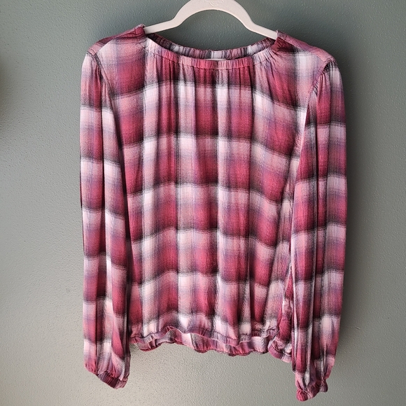 Anthropologie Cloth & Stone Glacier Plaid Top, Size XL - Picture 2 of 4